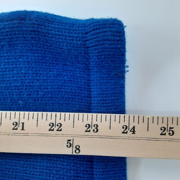 Vintage 90s Cashmere Merino Wool Blue Cardigan Sweater Toggle Royal Blue Sz XS - Picture 9 of 10